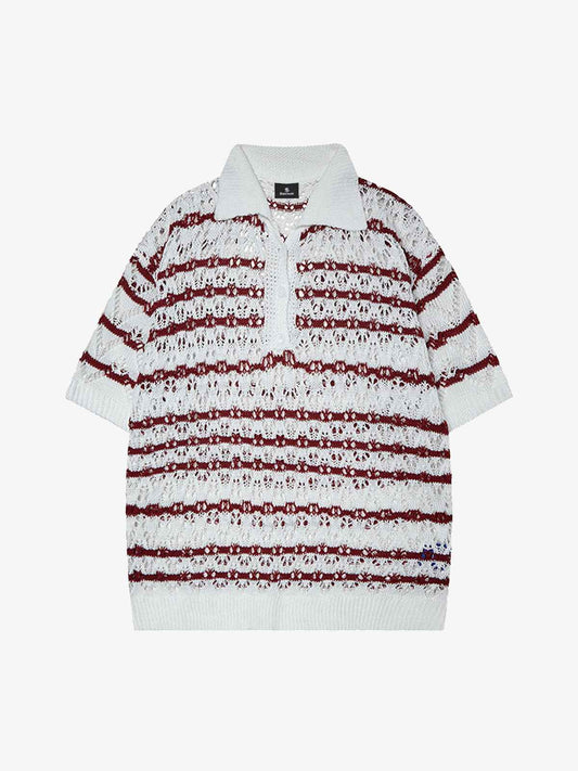 Retro Open-Knit Polo Shirt