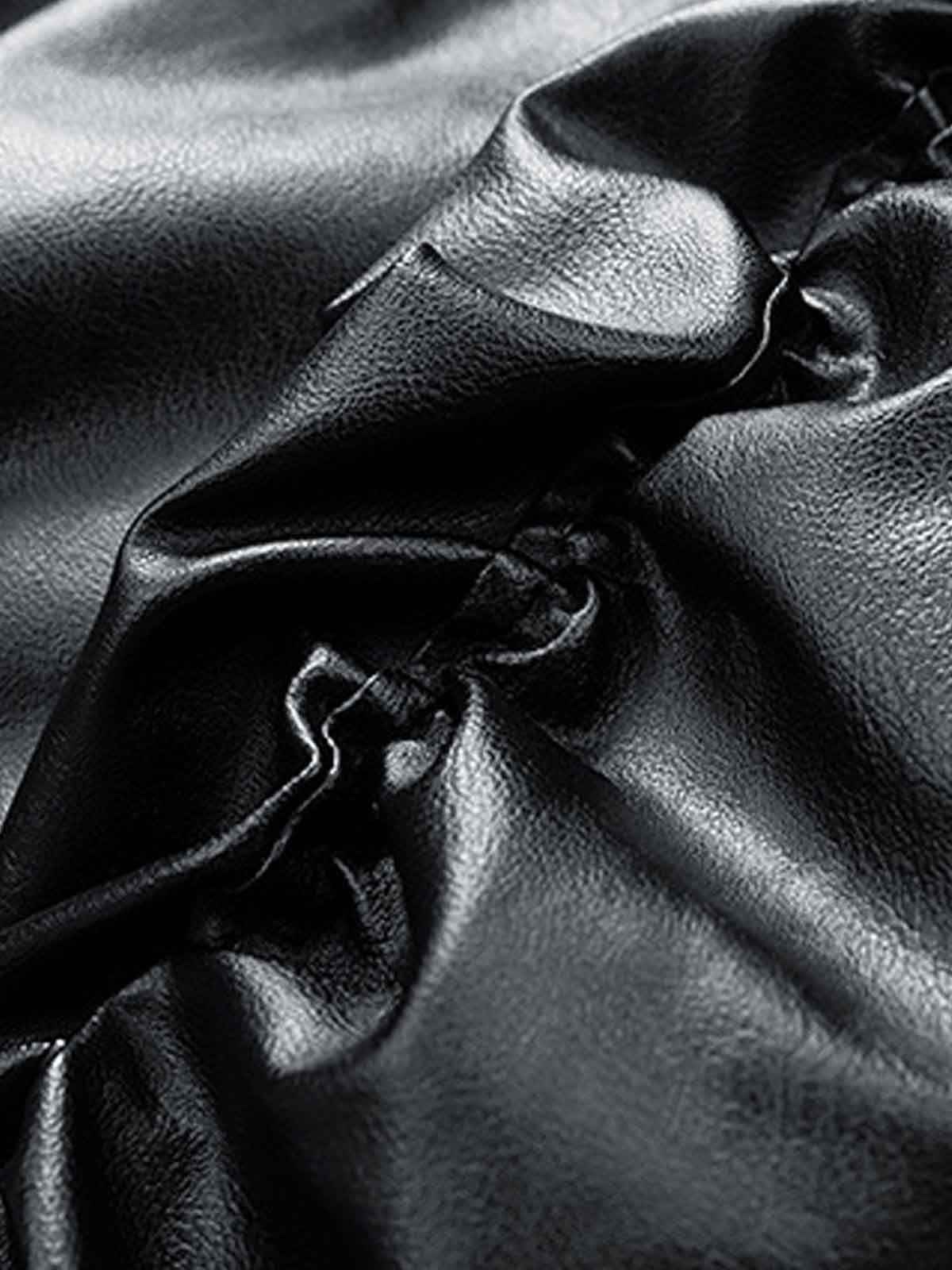 Retro Leather Faux Two-Piece Hooded Padded Bomber Jacket