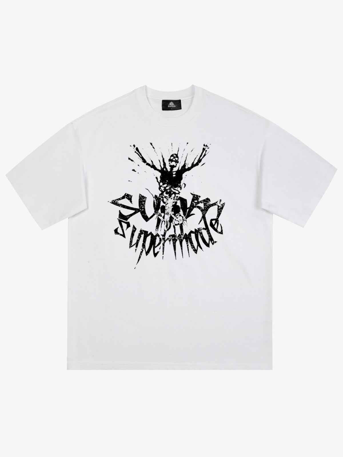 Gothic Skull Distressed Letter T-Shirt