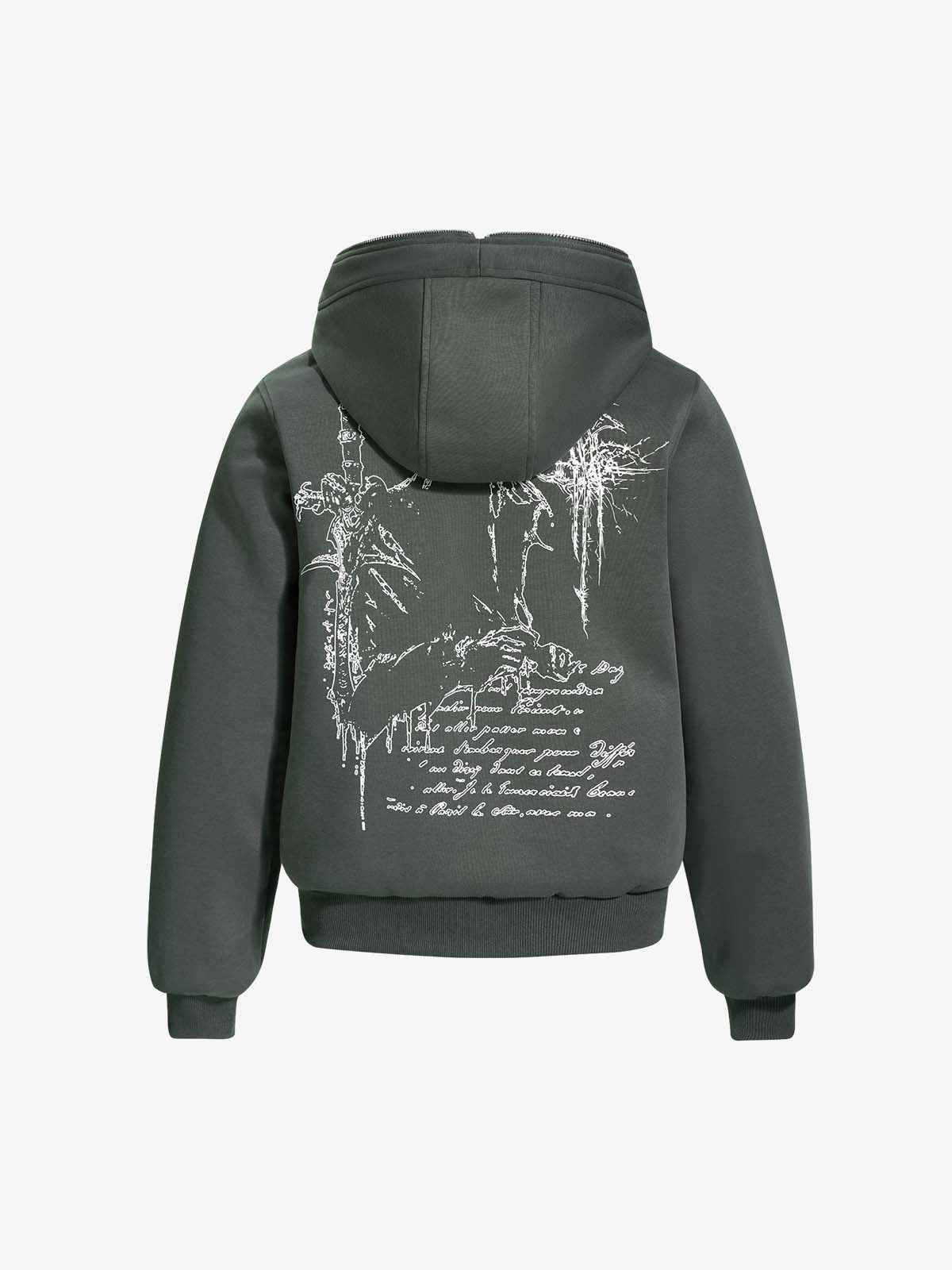 Gothic Graphic Print Zip Up Jacket