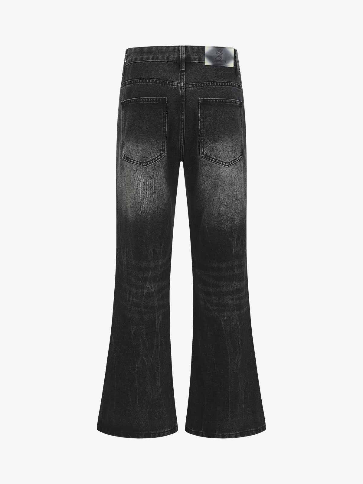 Retro Washed Faded Flared Jeans