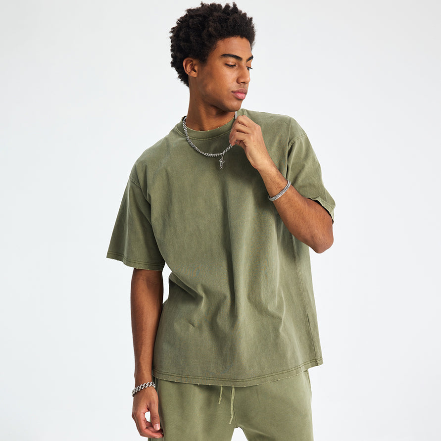 Washed Edge Distressed | Basic T-Shirt - Luxuryurbanwear