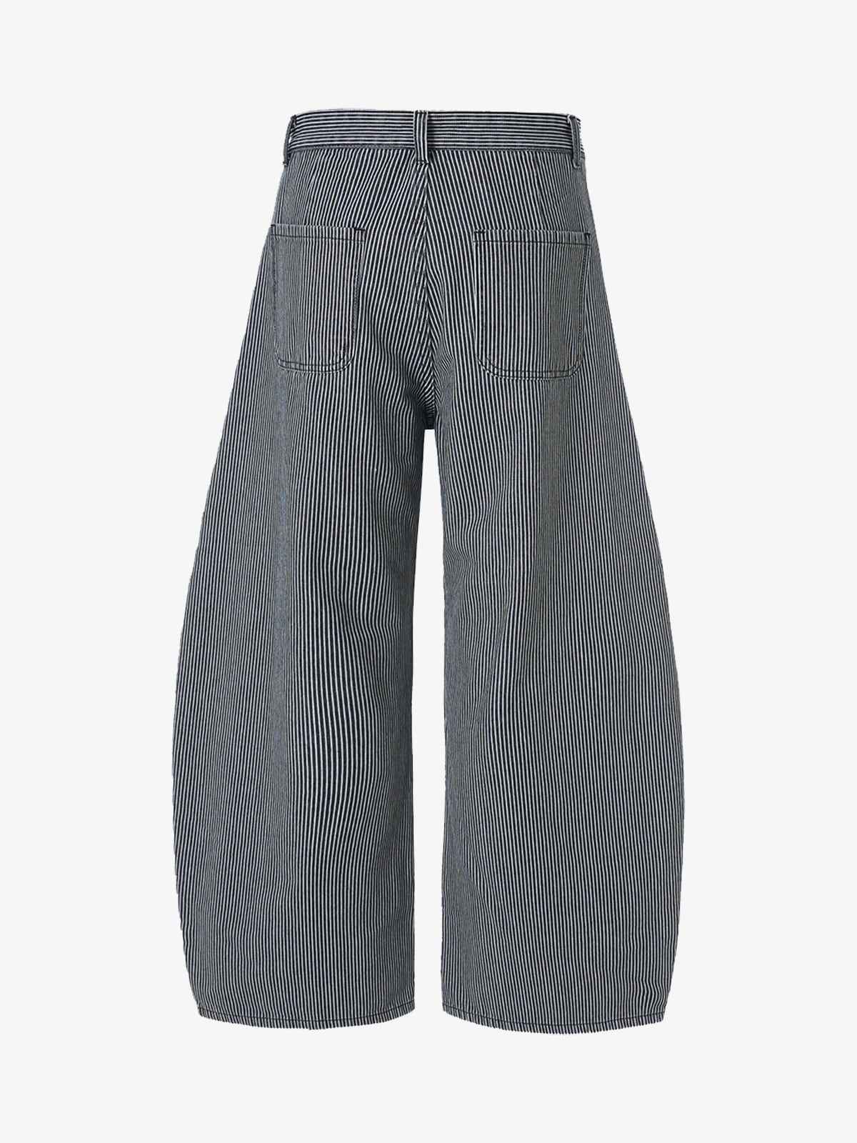 Retro Striped Colorblock Barrel Jeans