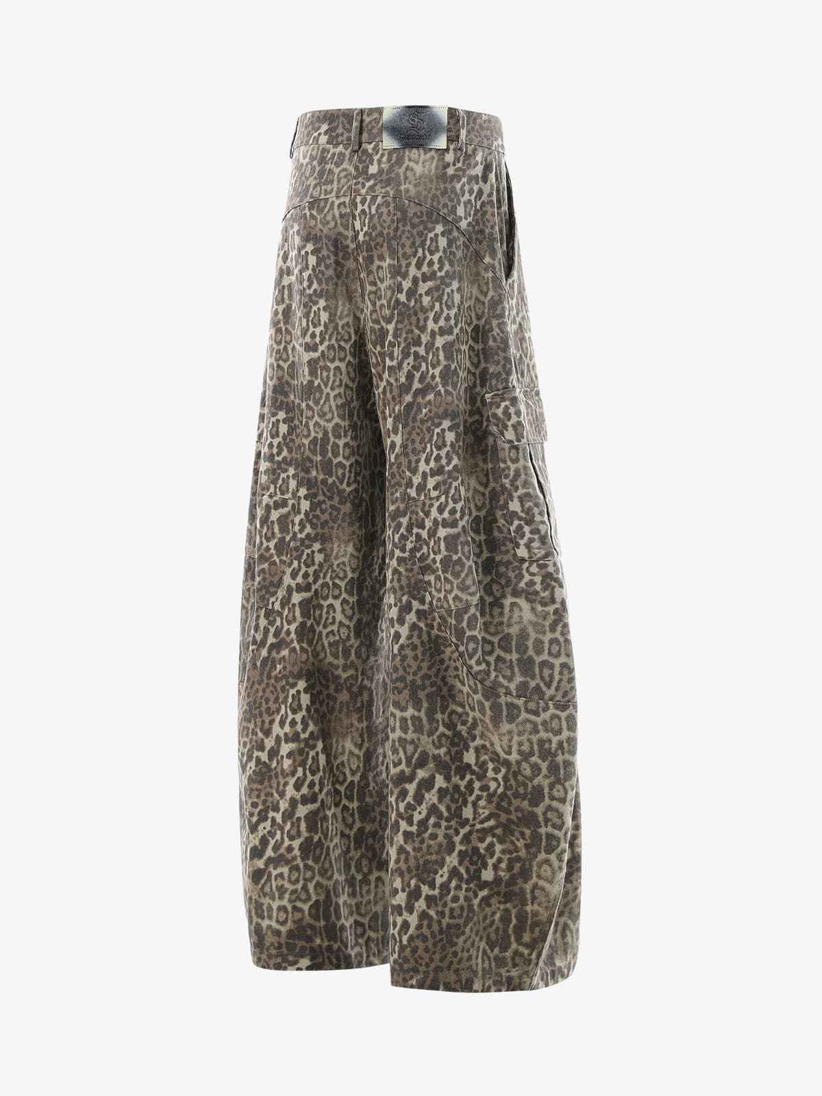 Vintage Leopard Print Cargo Barrel Pants