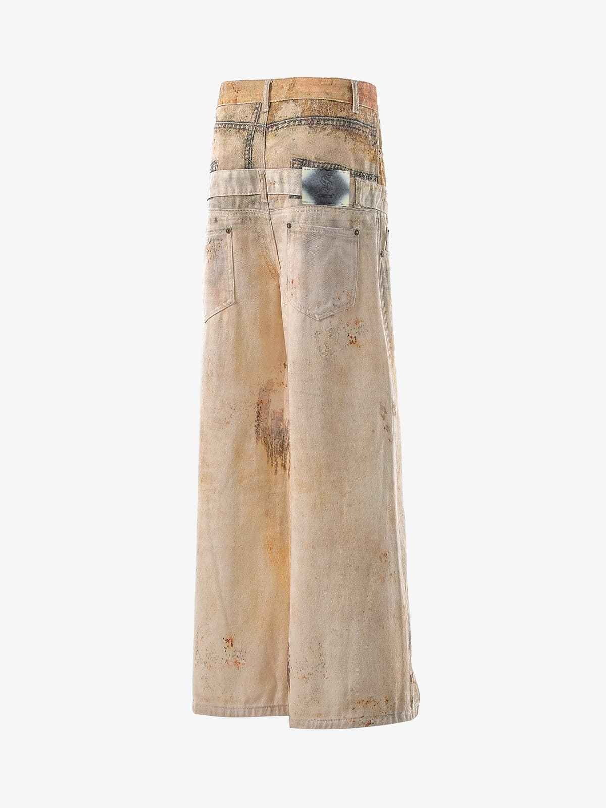 Vintage High Street Mud-Dyed Distressed Baggy Jeans