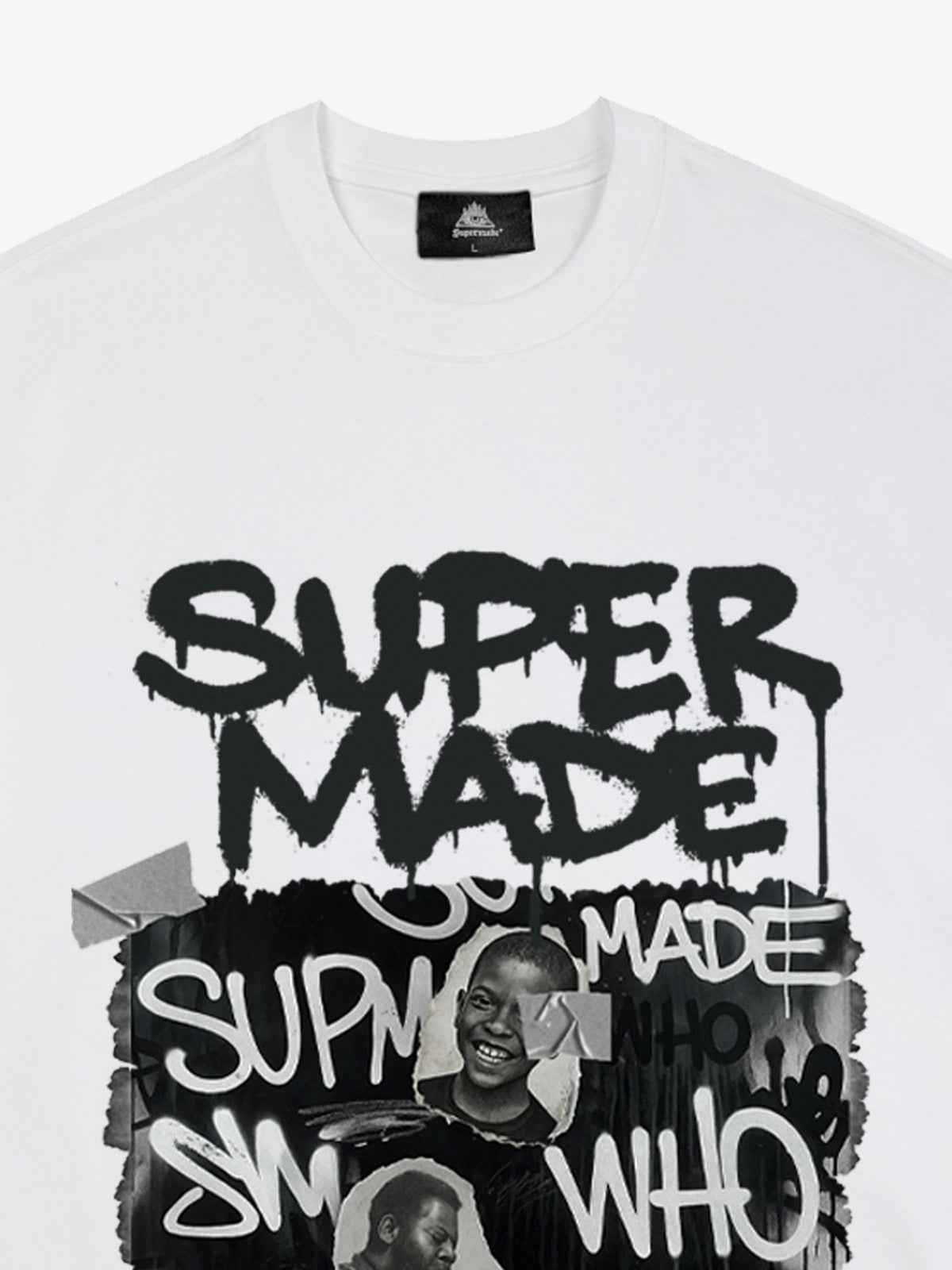Streetwear Graffiti Character Collage Graphic T-Shirt