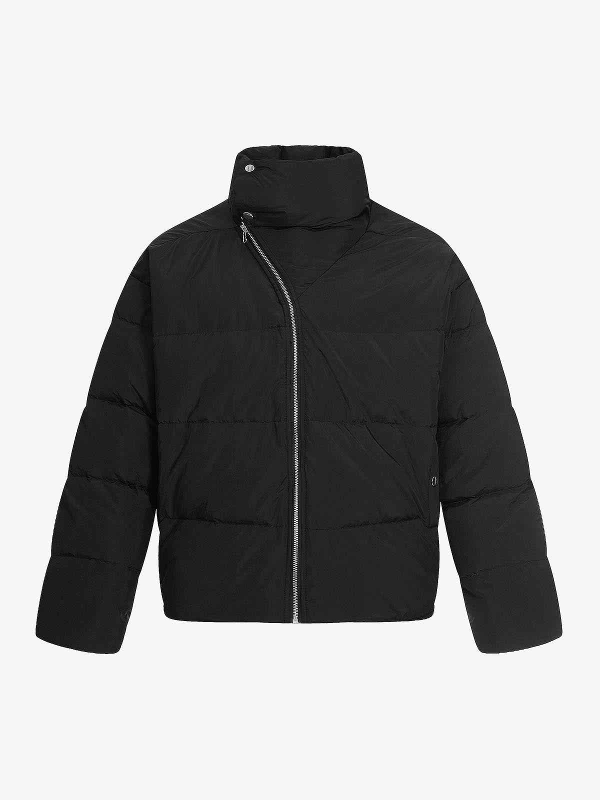 Vintage Asymmetric Zip High-Neck Puffer Jacket
