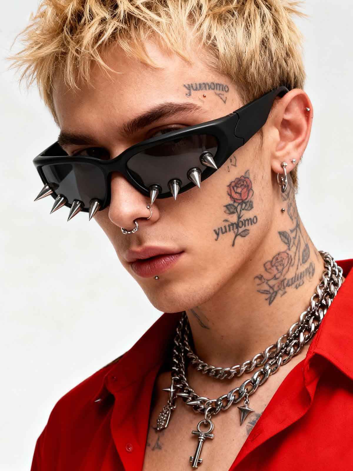 Cyber Punk Spike Detail Sunglasses