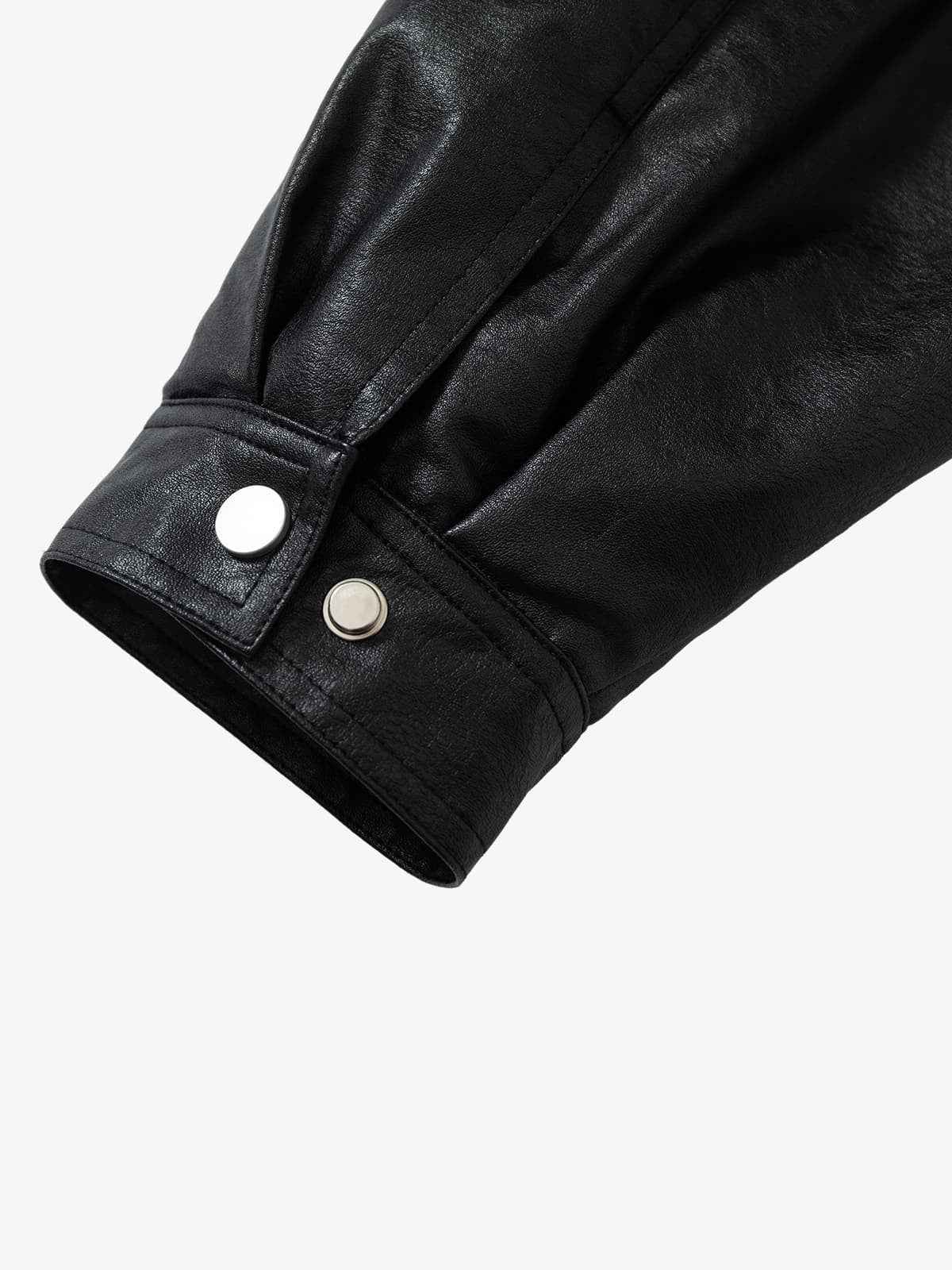 Vintage Detachable Fur Collar Quilted Leather Jacket - 2523