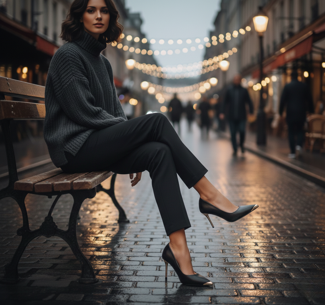 Blade Pump | Leather Gold Stiletto Cap-Toe - Luxuryurbanwear