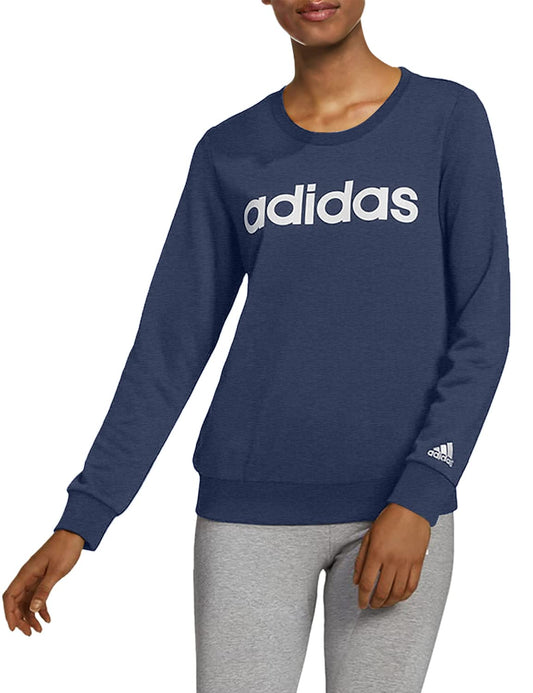 adidas womens Linear French Terry Sweatshirt Crew Navy 1X