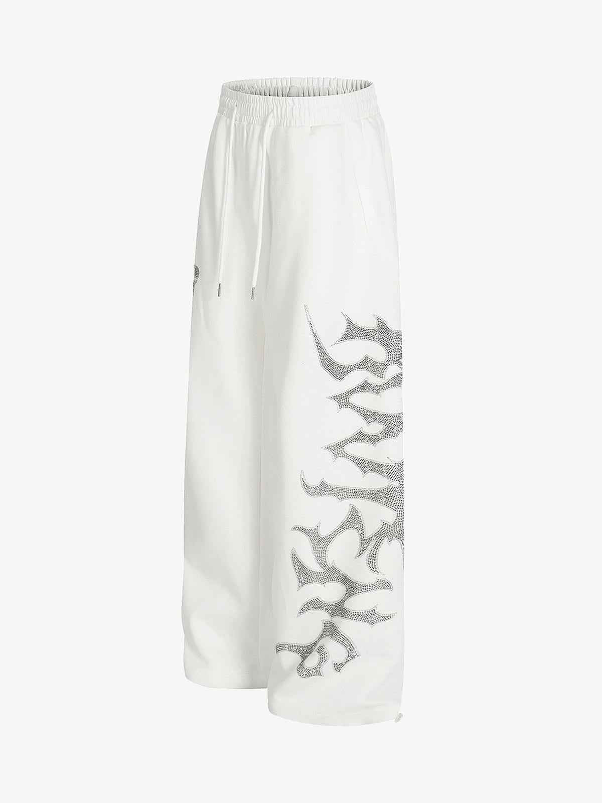 High Street Rhinestone Hip-hop Wide-leg Sweatpants