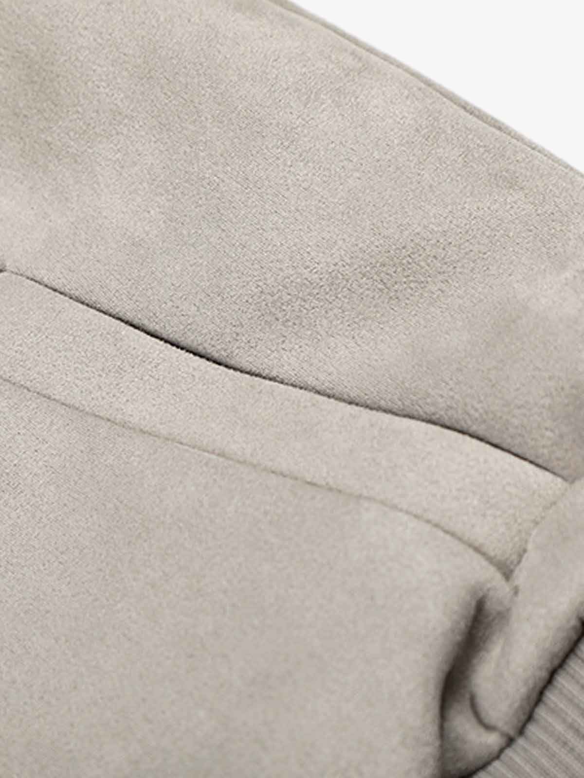 Vintage Suede Faux Fur Lined Buckle Bomber Jacket