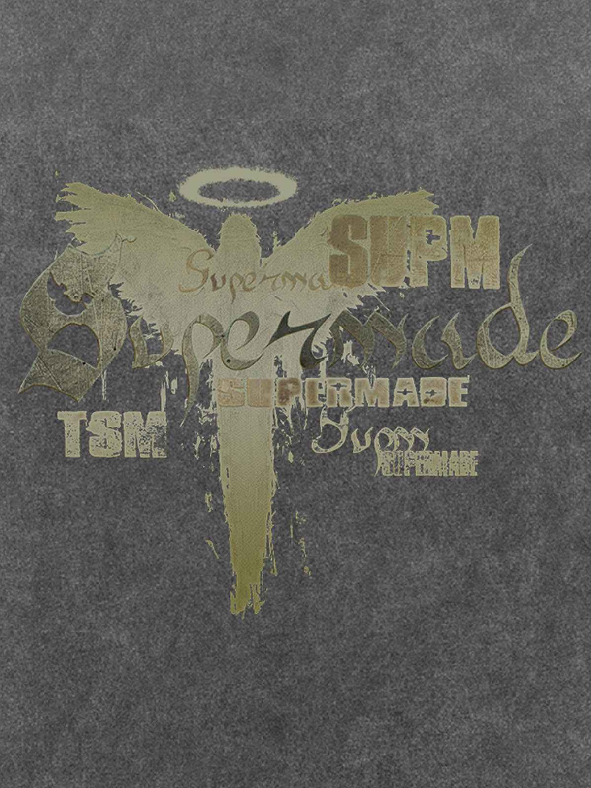 Distressed Washed Gothic Angel Graphic T-Shirt