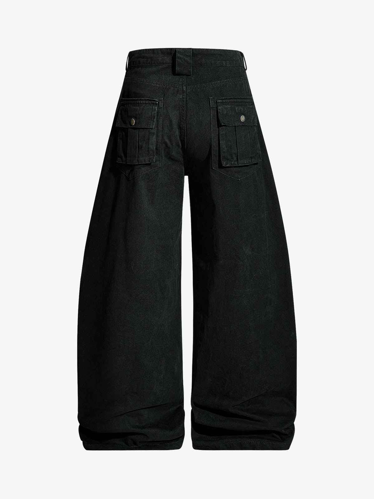 Draped Fabric Accessories Deconstructed Wide Leg Cargo Pants