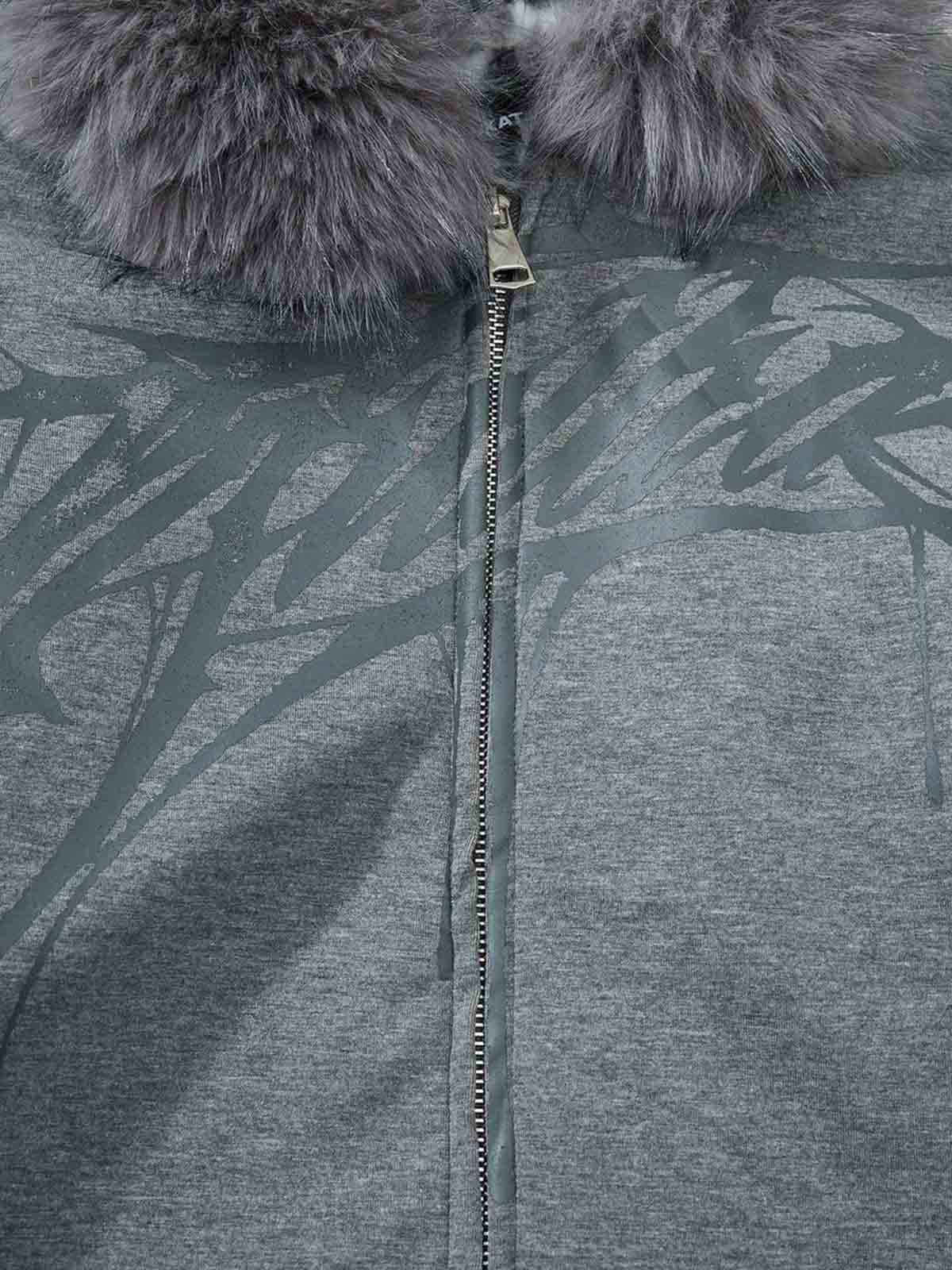 Vintage Faux Fur Hoodedd Leopard Lined Graphic Bomber Jacket