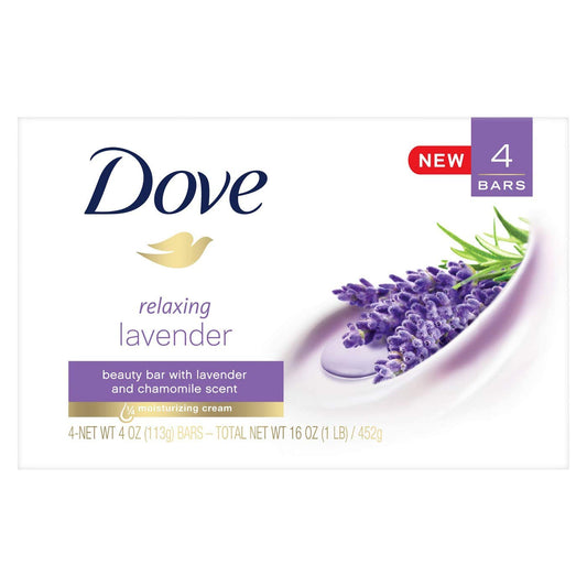 Dove Relaxing Lavender & chamomile scent Beauty Bar 4oz x 4 bars pack of 1