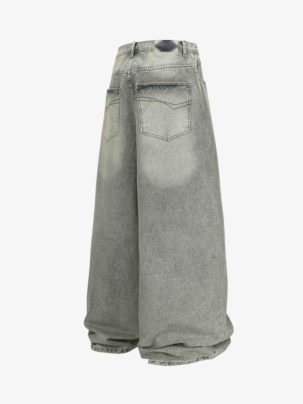 Retro Denim Rhinestone Striped Baggy Jeans