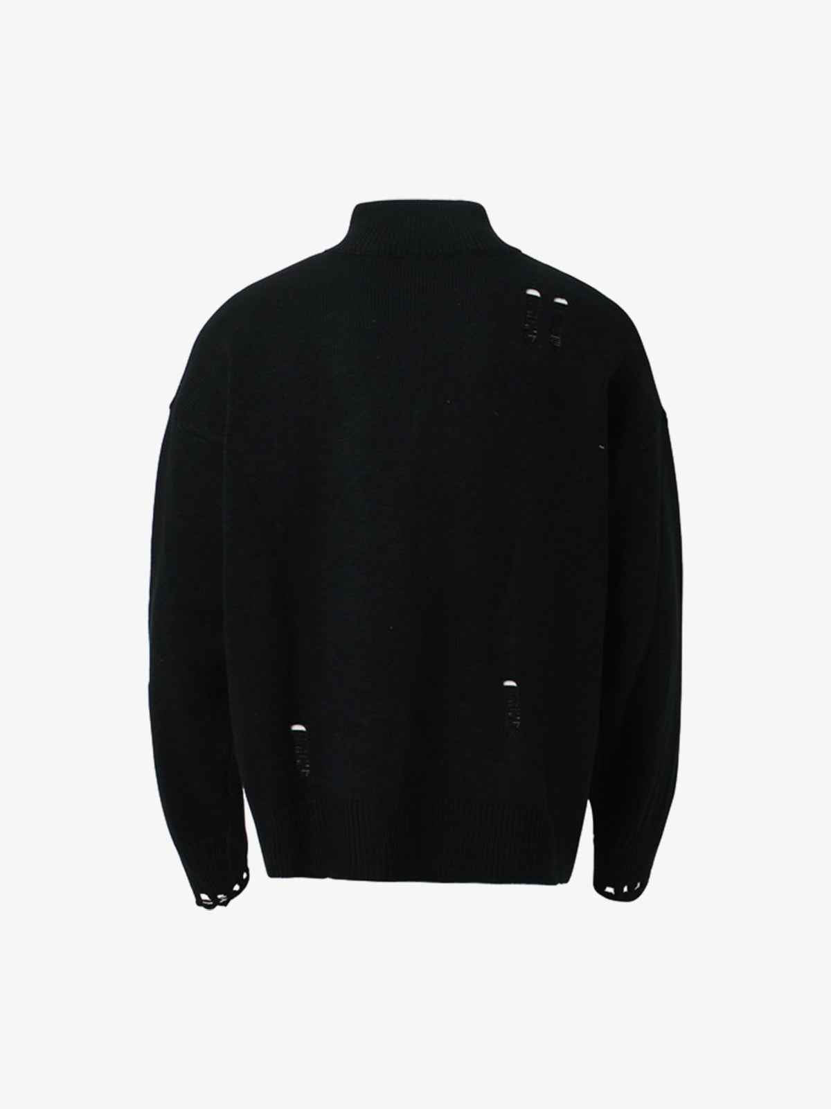 Heavy Cut Turtleneck Cardigan Zipper Sweater