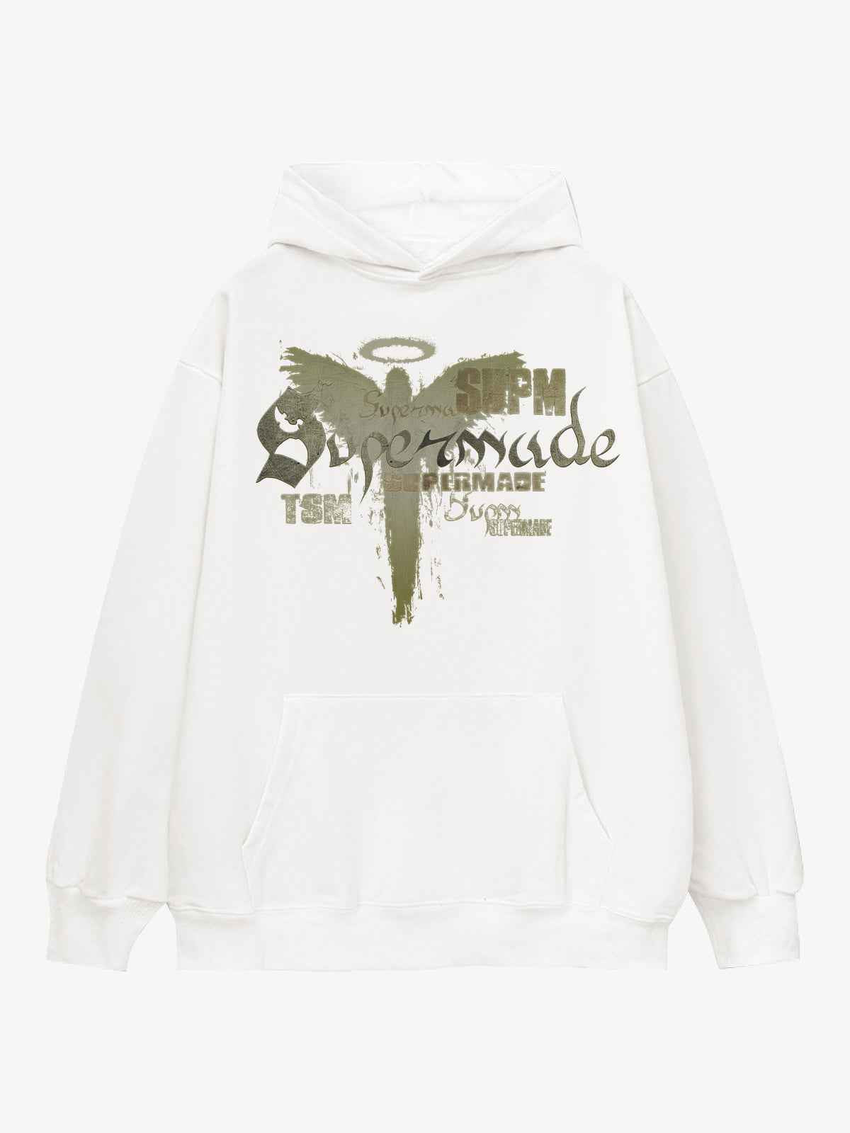 Vintage Washed Angel Halo Distressed Letter Graphic Hoodie