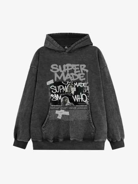 Trendy Retro Graffiti Character Hoodie