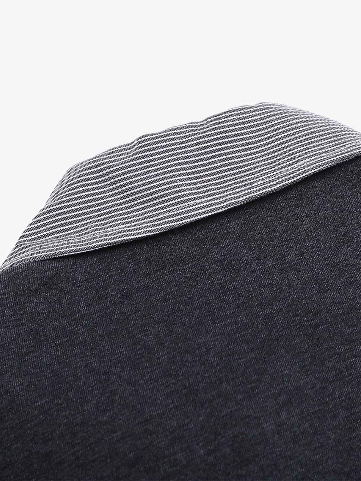 Retro Deconstructed Patchwork Striped Lapel T-Shirt