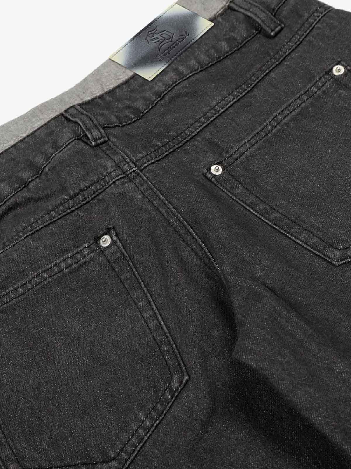 Vintage Washed Layered Waist Wide Leg Denim Jeans - Luxuryurbanwear