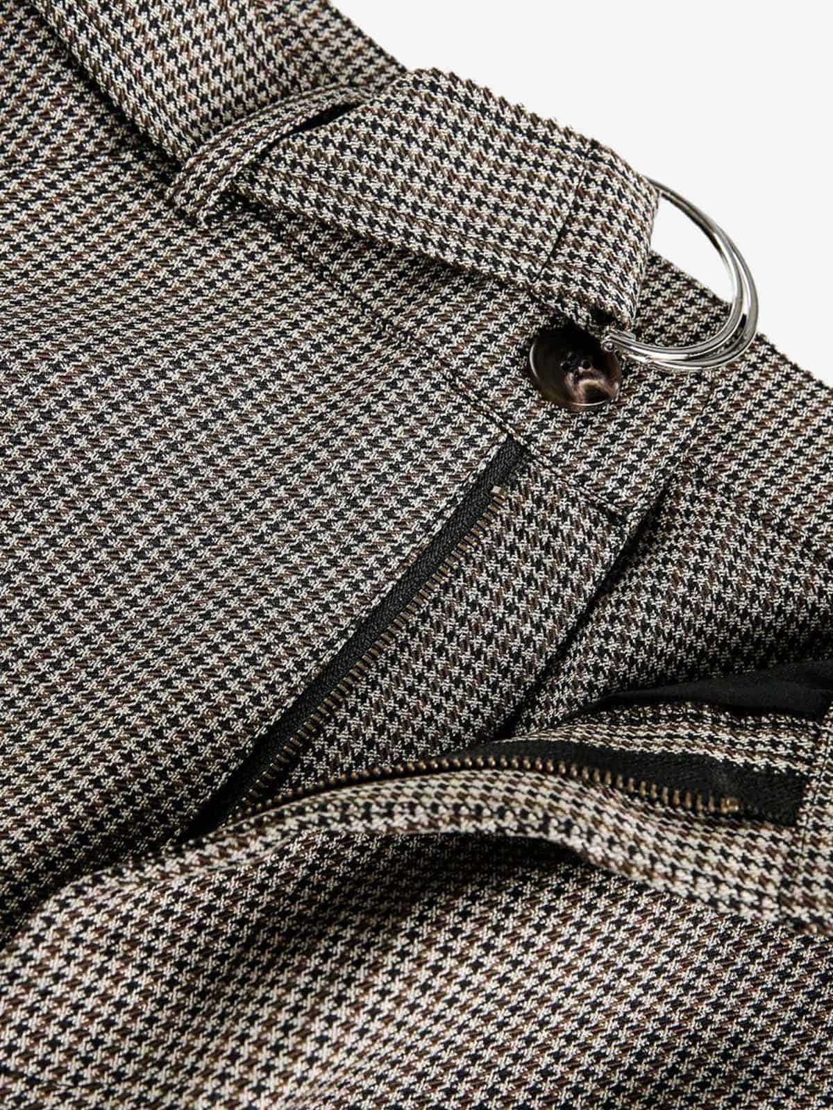 Belted Houndstooth Blazer Pants - Luxuryurbanwear