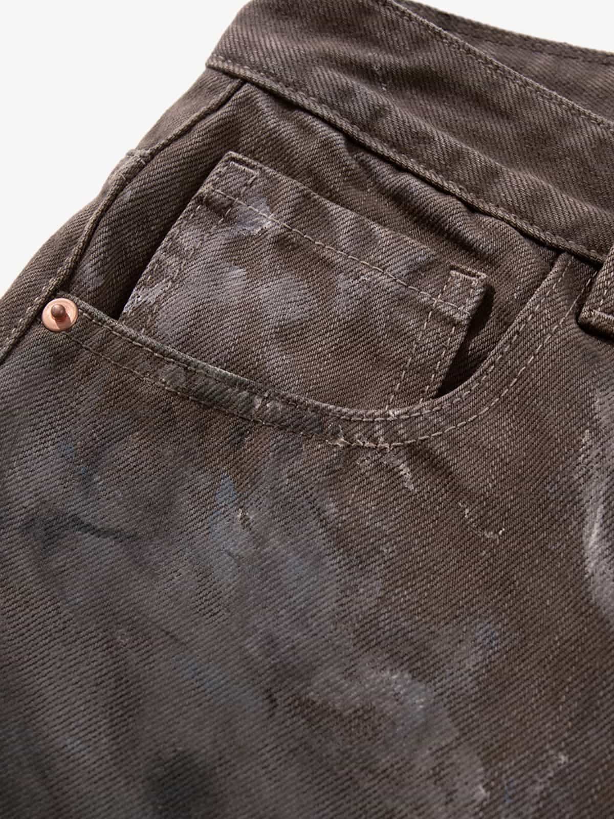 Retro Graffiti Painted Distressed Wide-Leg Jeans - Luxuryurbanwear