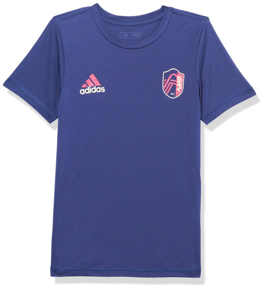 adidas Boys^Unisex Kids Long Sleeve Pre-Game T-Shirt Team Navy Blue/St. Louis City Sc Large