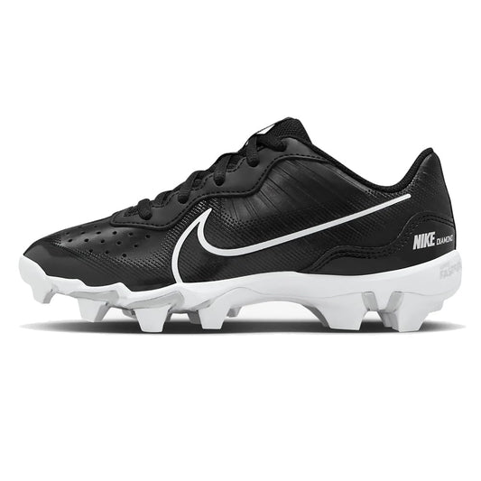 Nike Alpha Huarache 4 Keystone Boys Rubber Baseball Cleats SZ 5.5 Black | White
