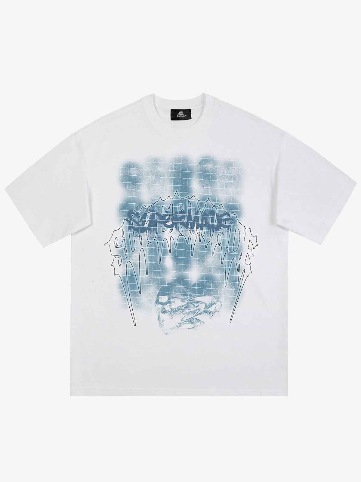 Dark Grid Skull Graphic T-Shirt