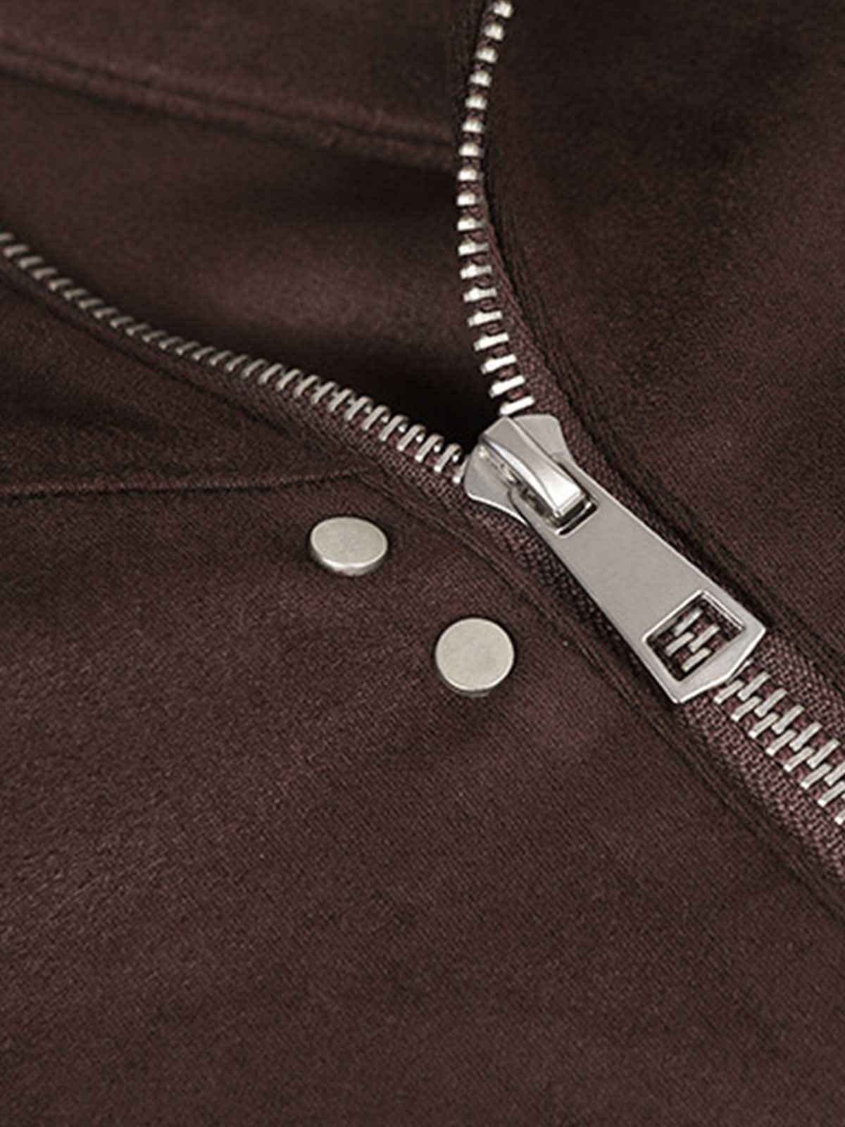 Suede Asymmetric Zip Biker Jacket