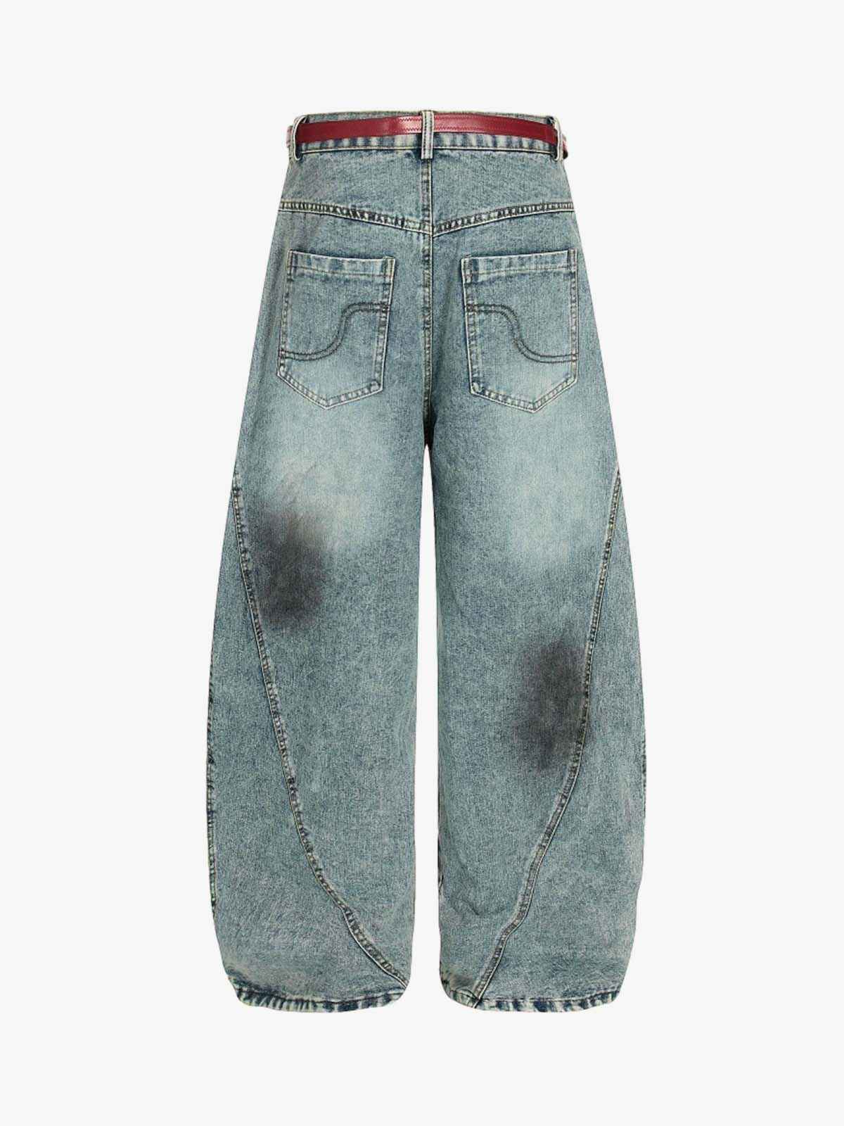 Vintage Paint-Splatter Scarf Tie Barrel Jeans