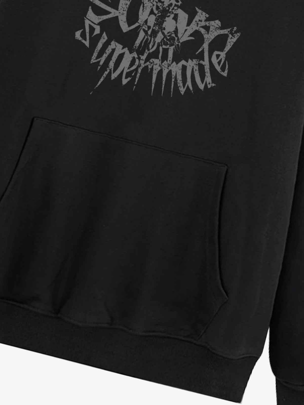 Gothic Devil Graphic Washed Hoodie