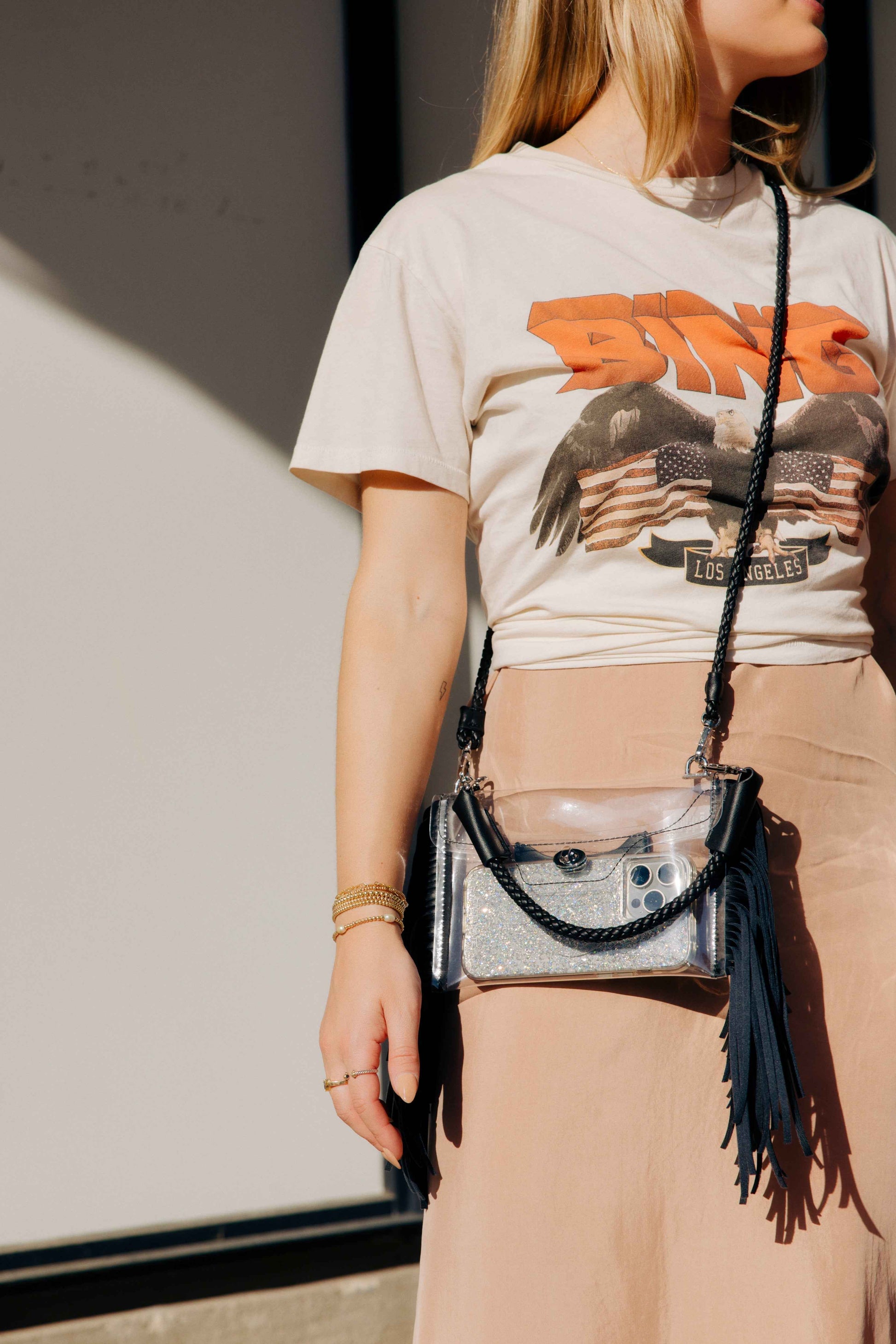 Clear Fringe Crossbody Handbag
