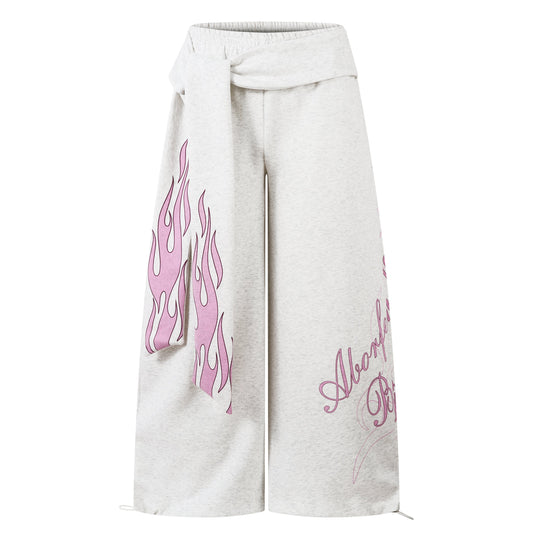 Flame Print Sweatpants | Baggy Streetwear Trousers - Luxuryurbanwear