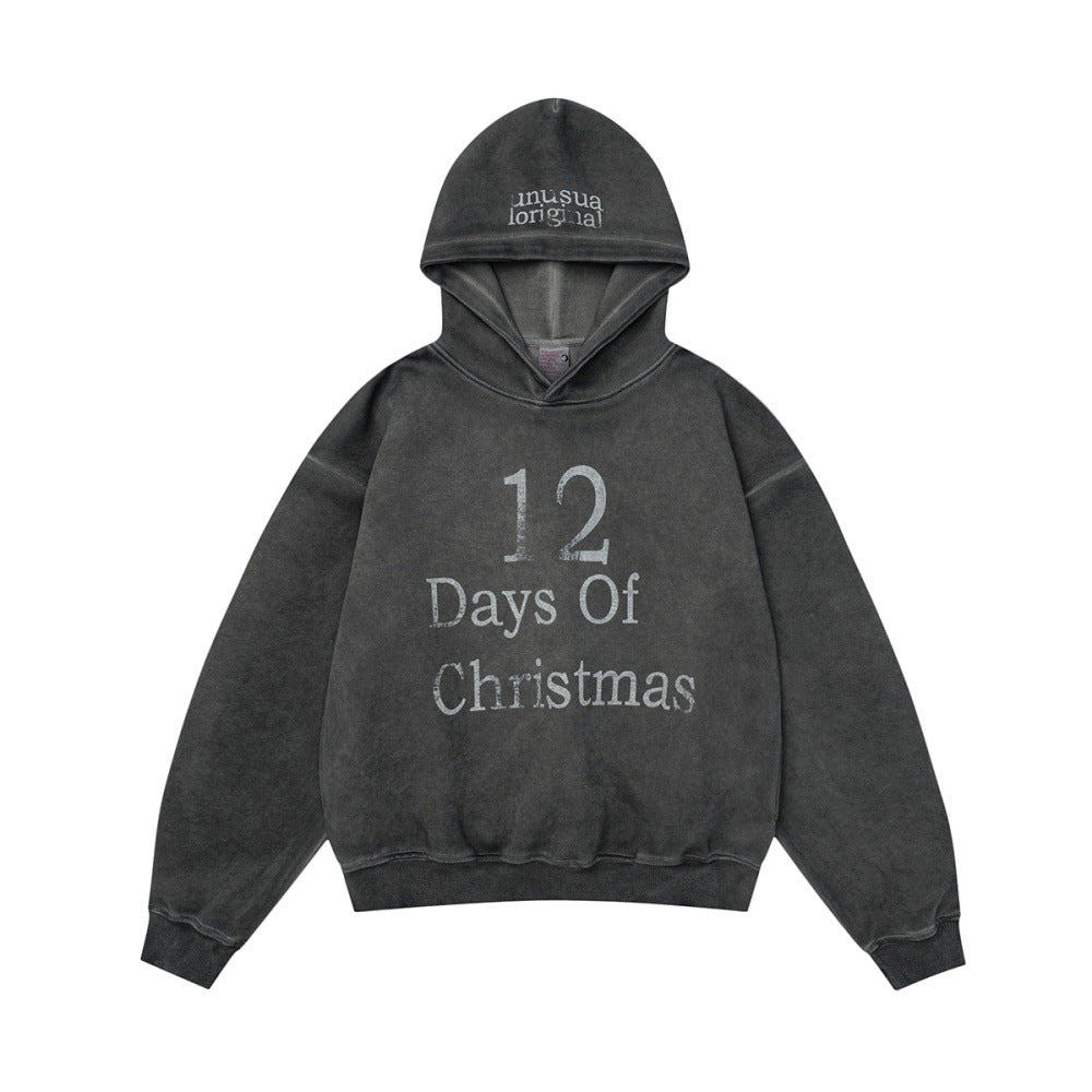 Distressed Retro Pullover | Hollow Embroidered Christmas Hoodie - Luxuryurbanwear