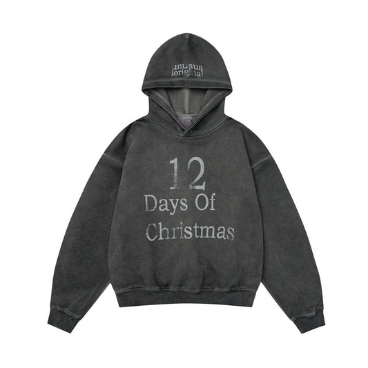 Distressed Retro Pullover | Hollow Embroidered Christmas Hoodie - Luxuryurbanwear