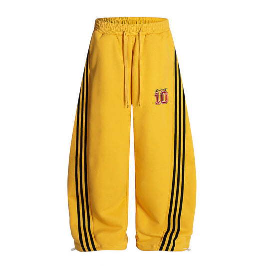 Vintage Side Stripe Pants | Wide Leg Fleece Streetwear Trousers - Luxuryurbanwear