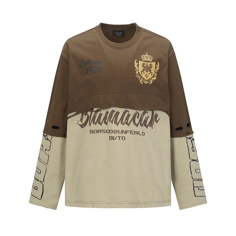 Y2K Grunge Patchwork | Distressed Graphic Sweatshirt - Luxuryurbanwear