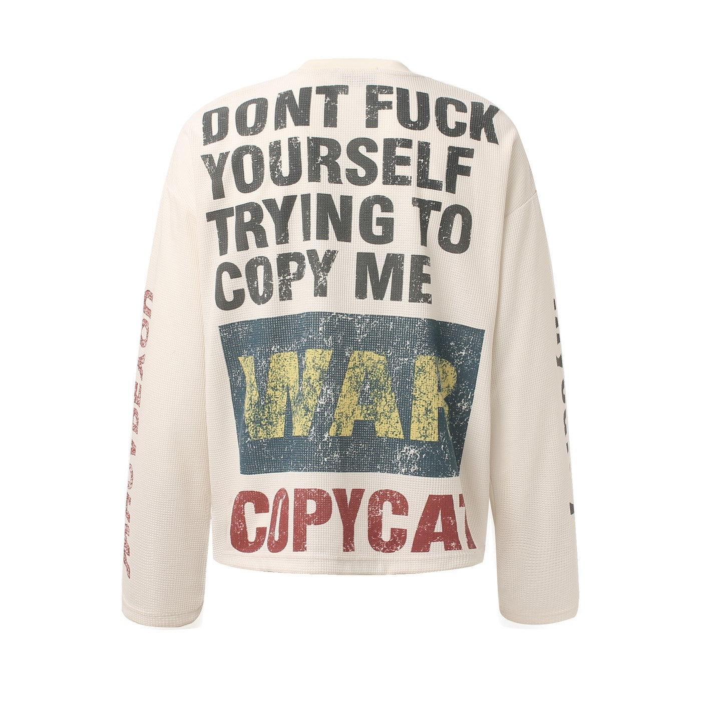 Graphic Print Crewneck | Waffle Knit Sweatshirt - Luxuryurbanwear