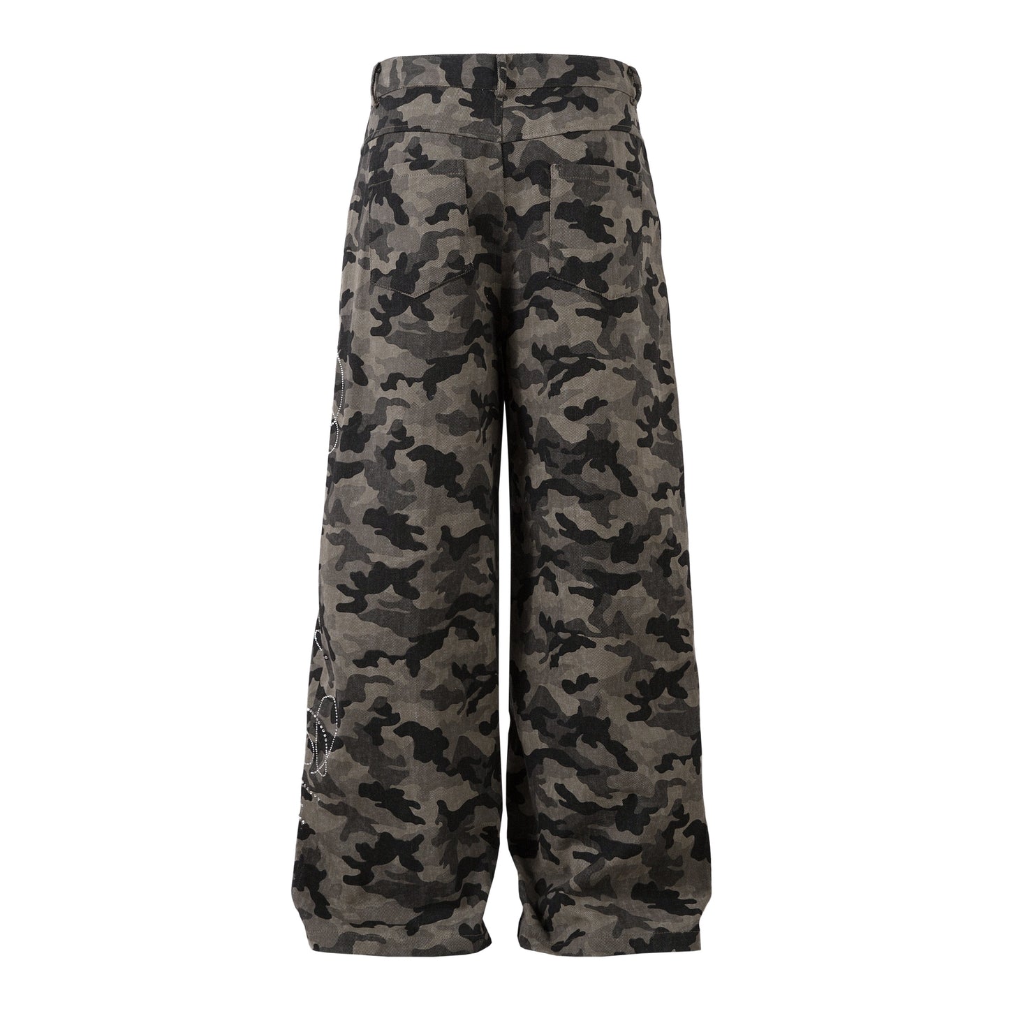 Y2K Vintage Wide Leg Pants | Camouflage Straight Denim Jeans - Luxuryurbanwear