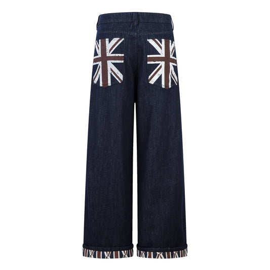 Retro Spliced Streetwear Denim | Y2K Wide Leg Baggy Jeans - Luxuryurbanwear