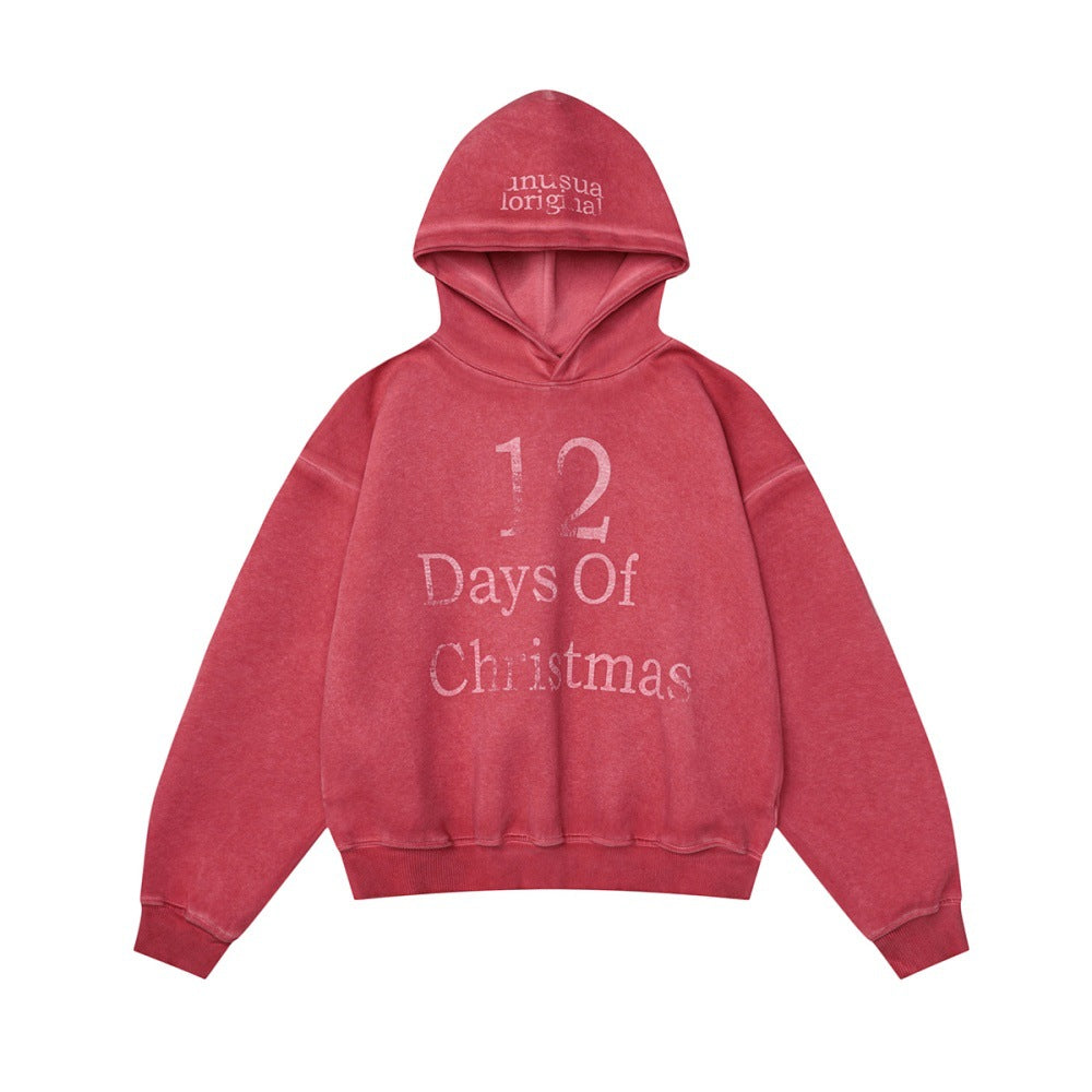 Distressed Retro Pullover | Hollow Embroidered Christmas Hoodie - Luxuryurbanwear