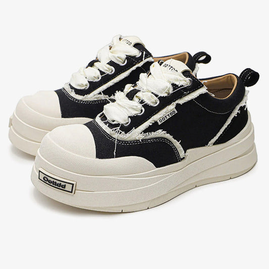 Raggedy | Distressed Canvas Sneakers - Luxuryurbanwear
