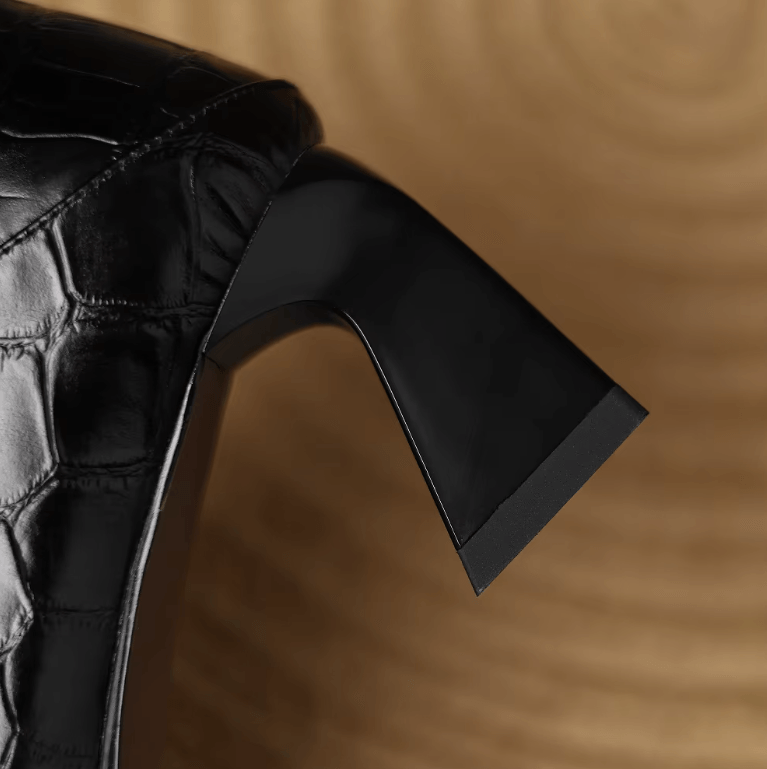 Apex Pump | Croc-Embossed Gold Cap-Toe