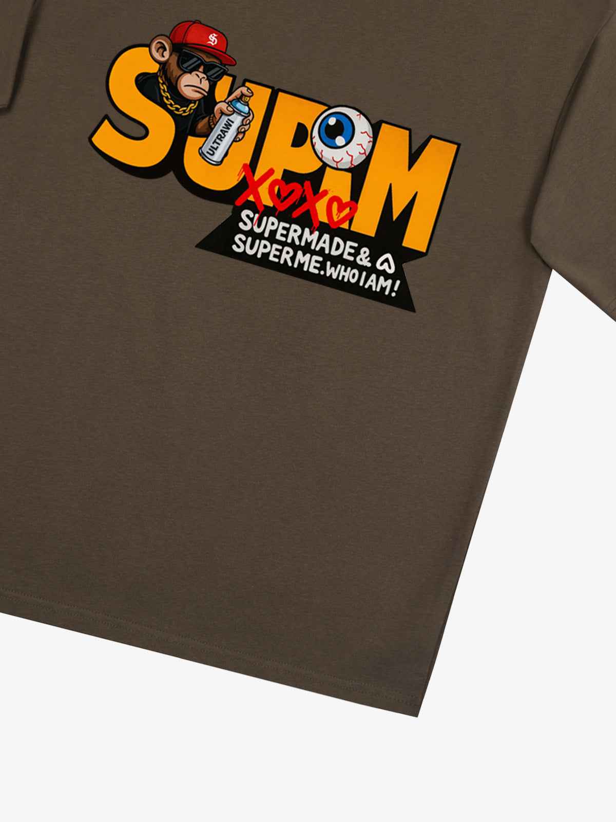 SUPM Trendy Hip-Hop Monkey Graffiti Font T-Shirt