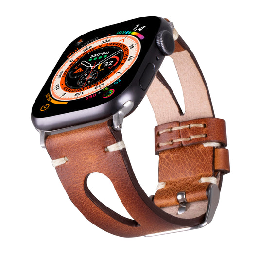 Leather Bands Compatible with Apple Watch Band 40 mm 38 mm 41 mm 42 mm 44 mm 45 mm 49 mm Band For Women Straps For Men Handmade Crazy Horse Full Grain Genuine Leather Strap for iWatch Series 9 8 7 6 SE Ultra 1 2 (38mm/40mm/41mm Space Gray Brown Medium)