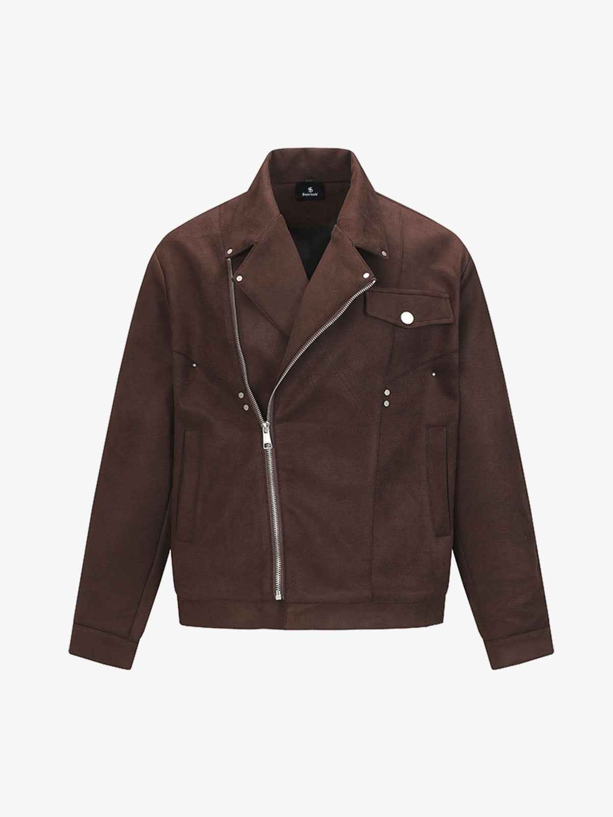 Suede Asymmetric Zip Biker Jacket